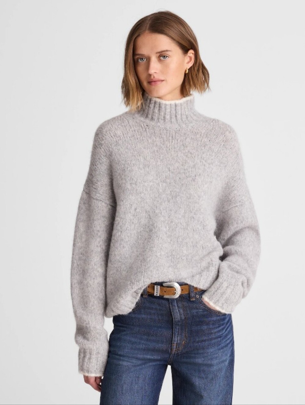 Madewell Chunky-Knit Alpaca-Blend Turtleneck In Grey